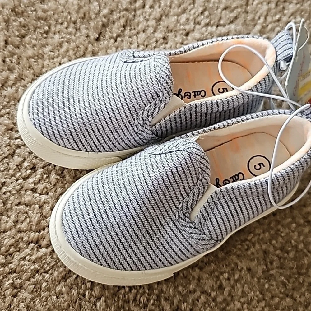 Cat and Jack Slip on Foster Canvas Sneaker blue and white stripped